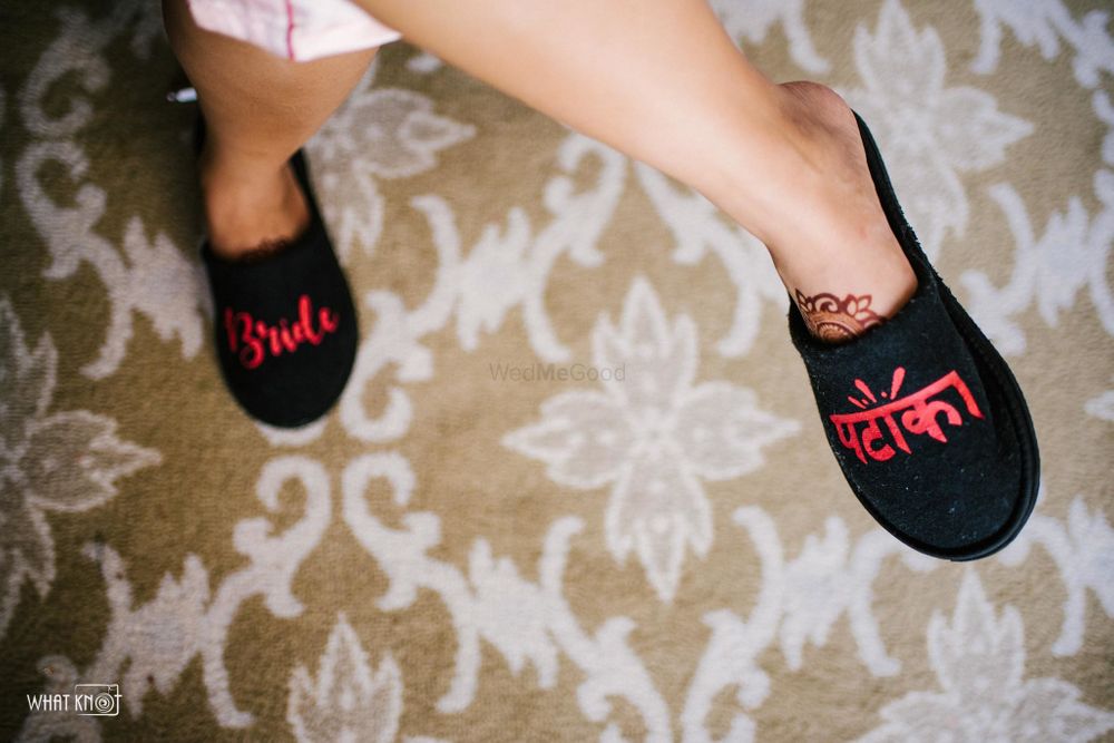 Photo of Customised bridal slippers in black