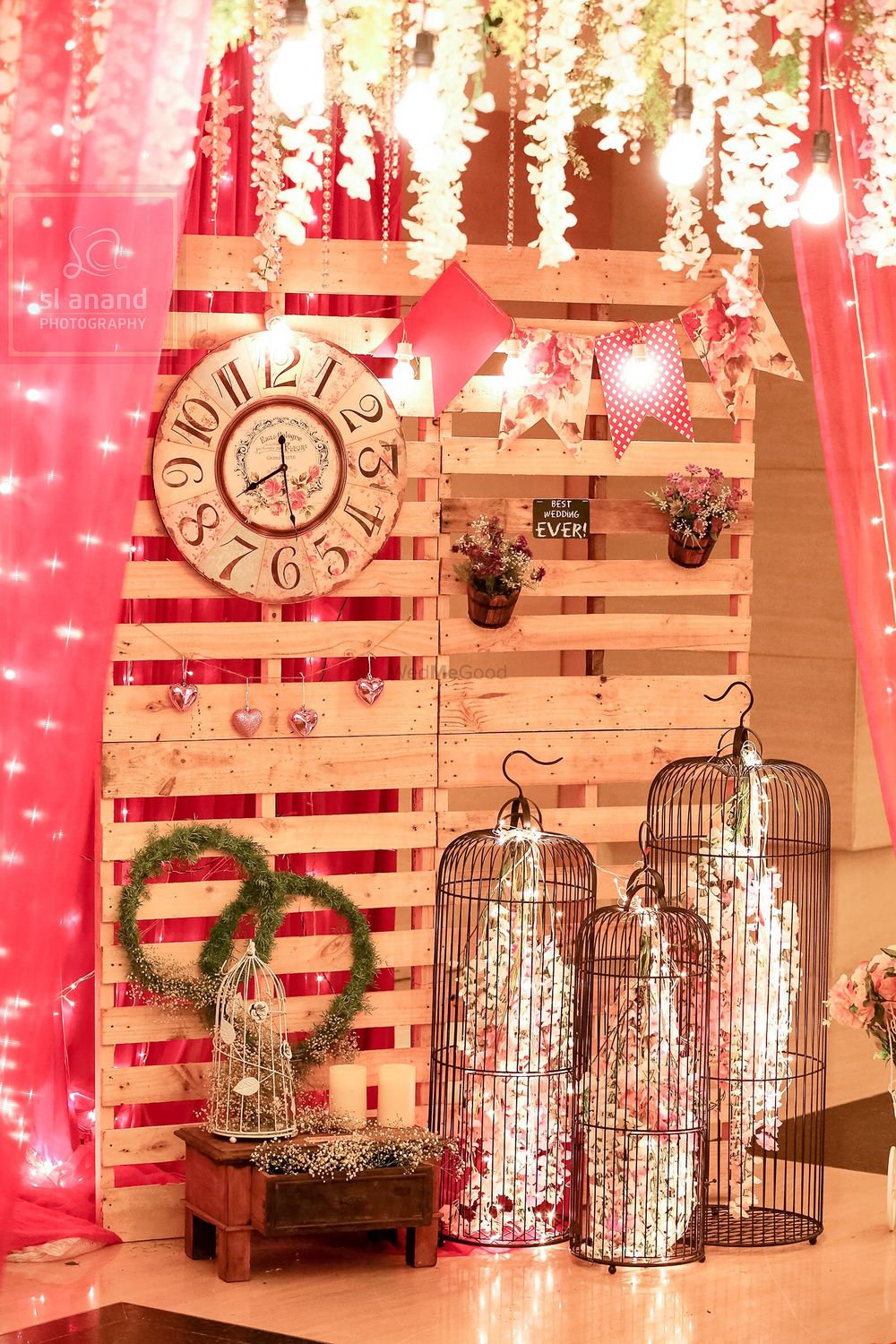 Photo of Personalised Decor with Florals Birdcages and Lights