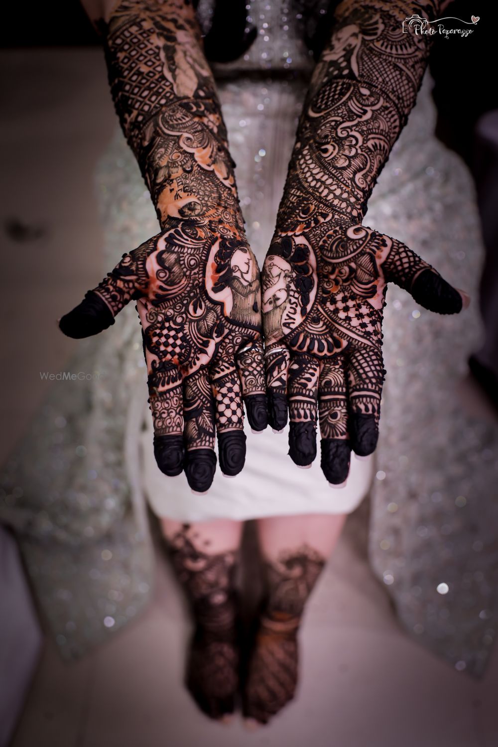 Photo of Modern mehendi design with names on it