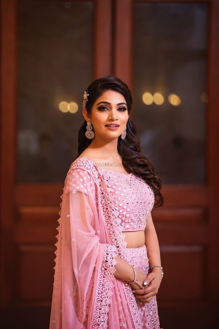 Photo of Pink engagement lehenga with chikankari work