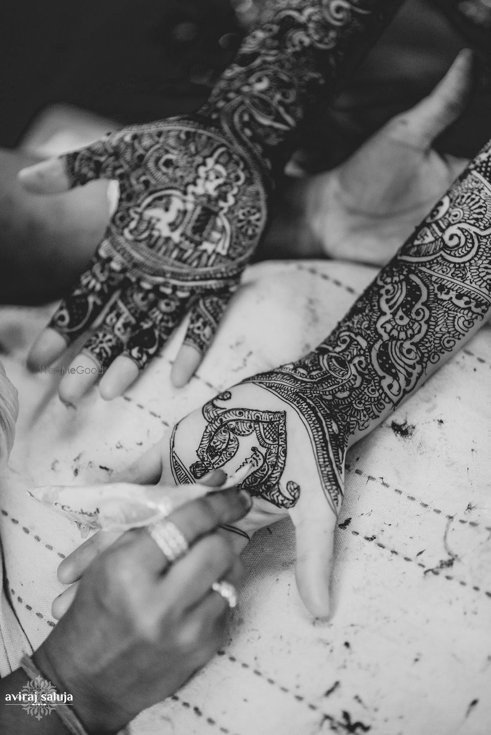 Photo of Black and White Hand Mehendi Elephant Design