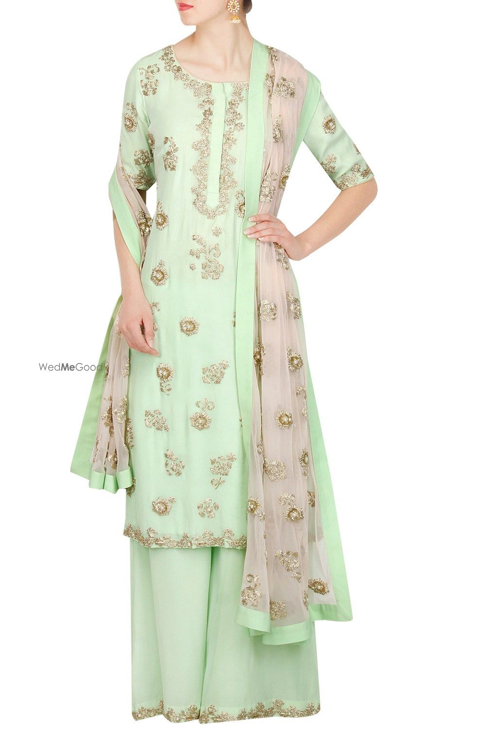 Photo of Mint sharara with blush pink dupatta