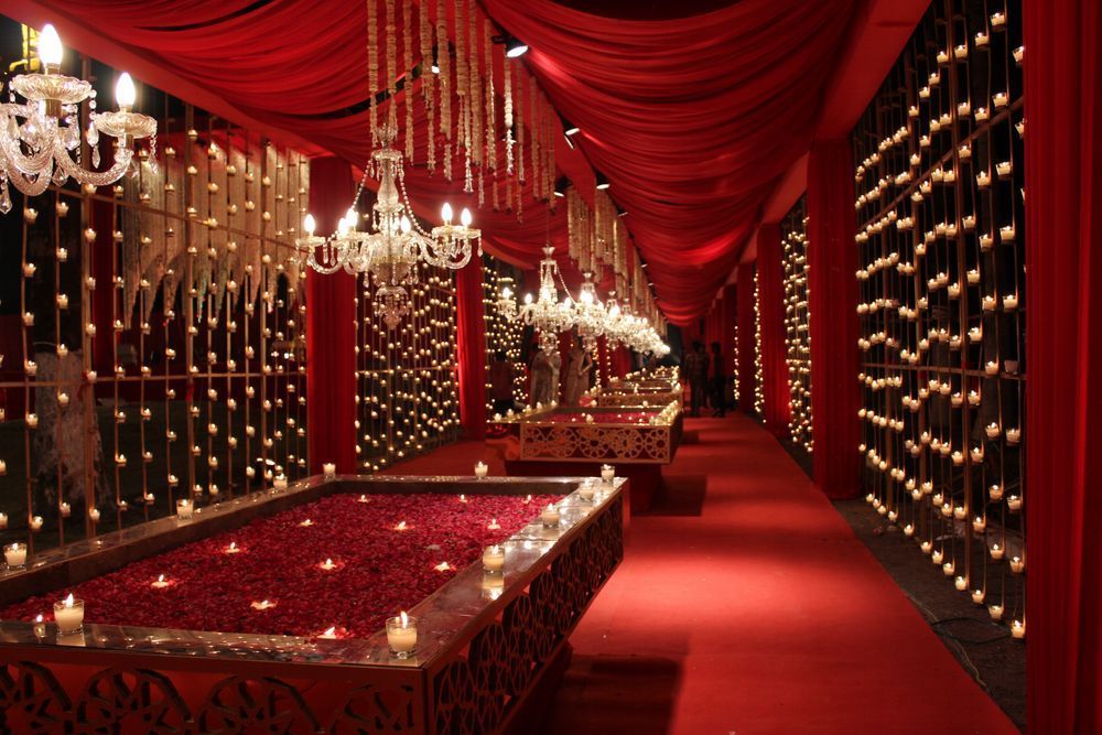 Photo of Red and gold luxe entrance decor idea
