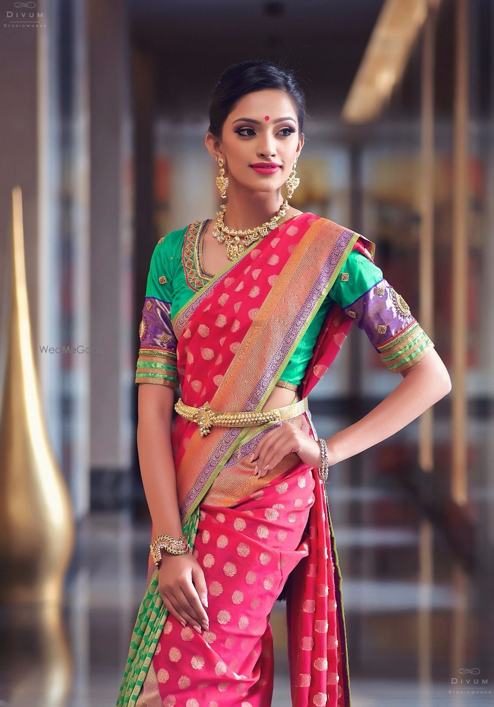 Photo of Banarasi saree in red and green