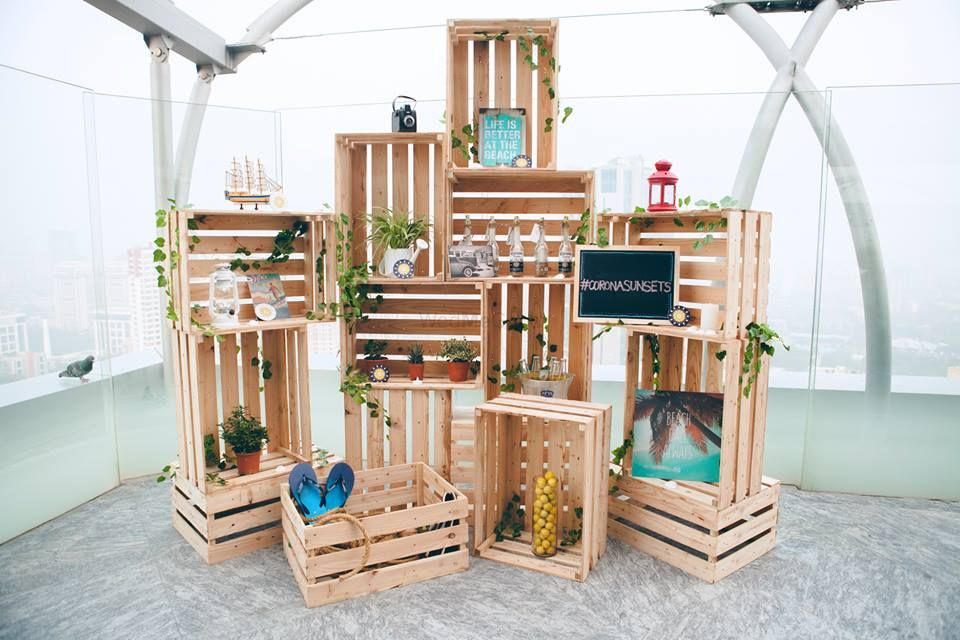 Photo of Wooden crates as photobooth