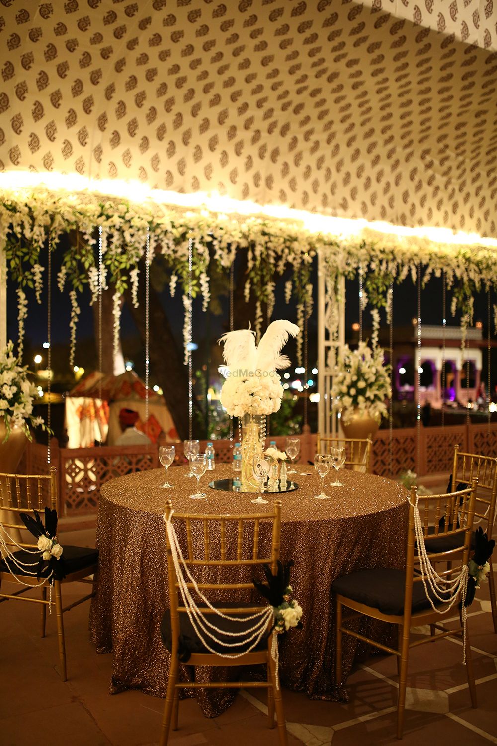 Photo of Gold sequinned table cloth