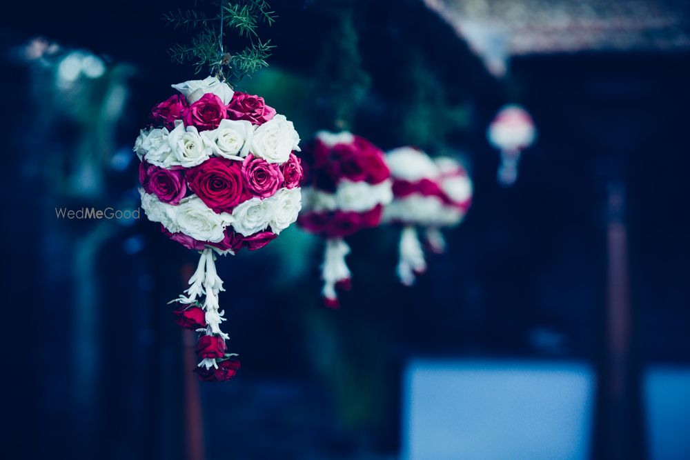 Photo of Pink and White Roses Hanging Balls