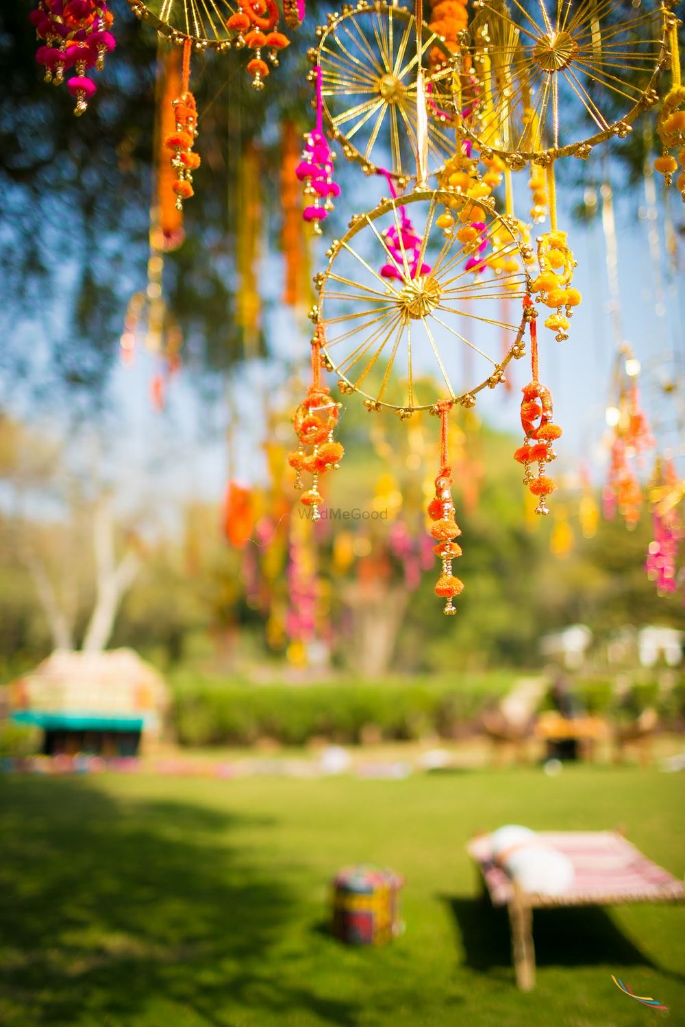 Photo of Pink and Gold Dream Catchers with Ghungroo Decor