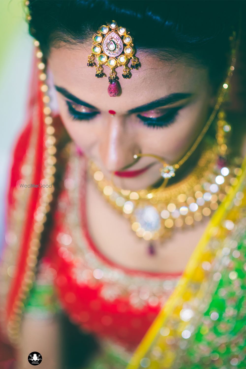 Photo of Gold Kundan Maangtikka with Meenakari and Ruby Drops