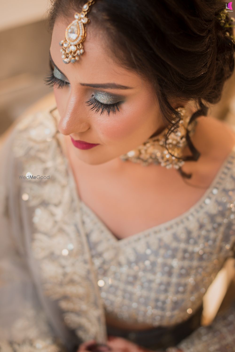Photo of metallic silver eye makeup for engagement