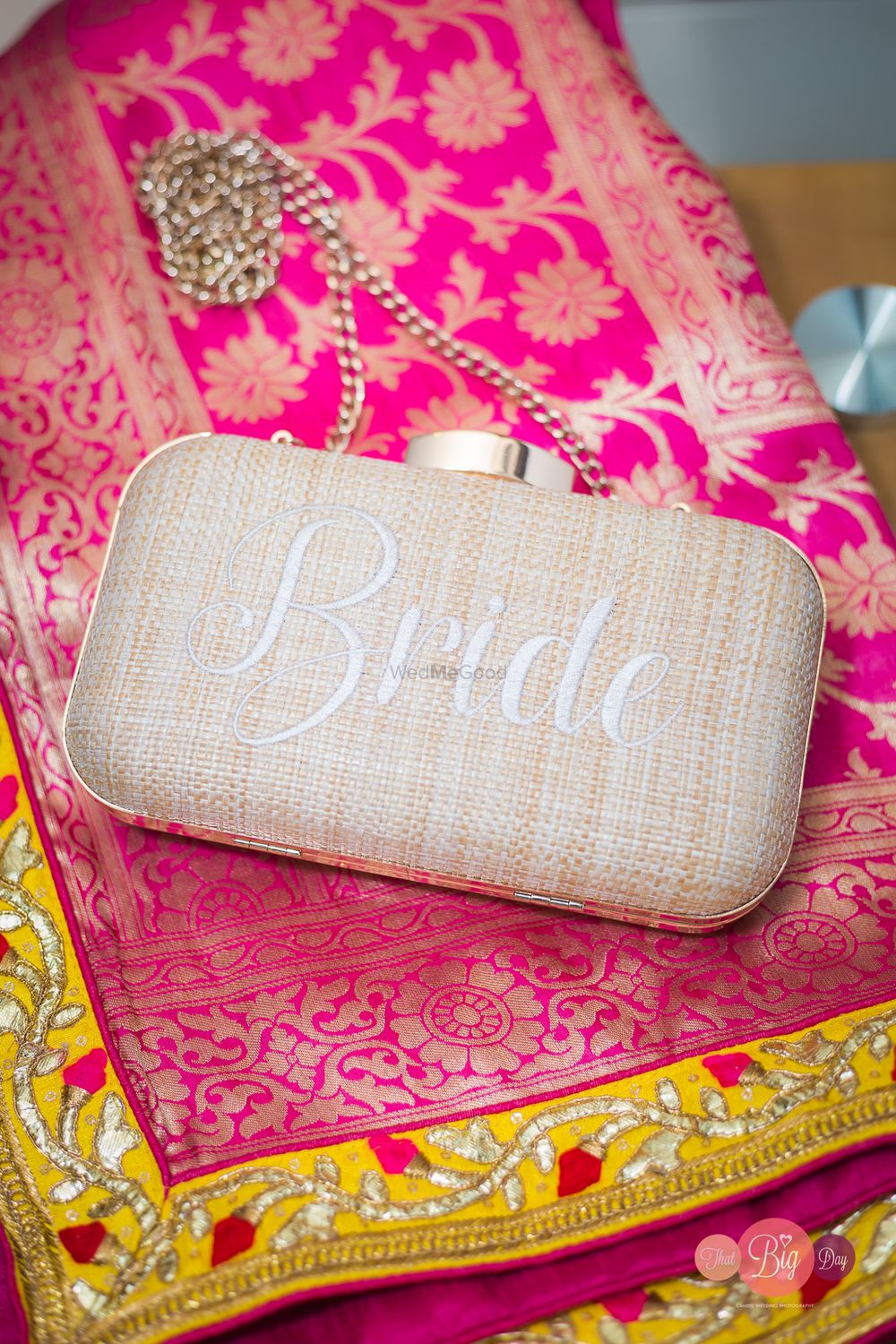 Photo of bride clutch in beige with embroidery