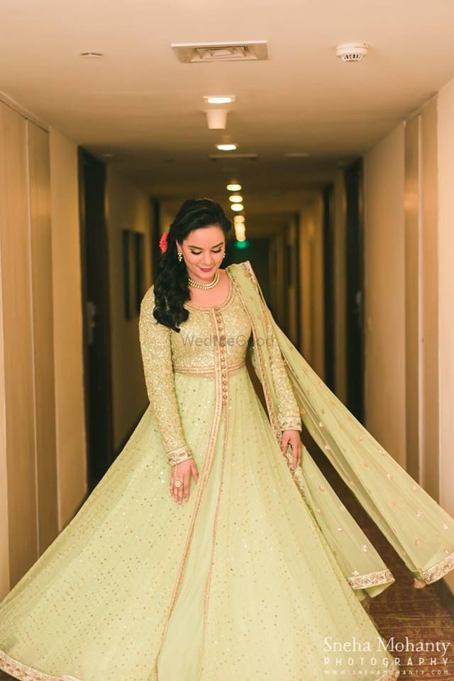 Photo of Mint green and gold anarkali