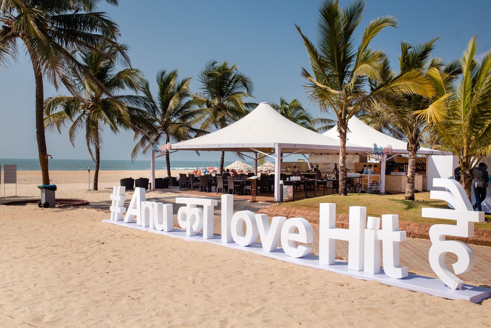 Photo of beach giant hashtag for the wedding