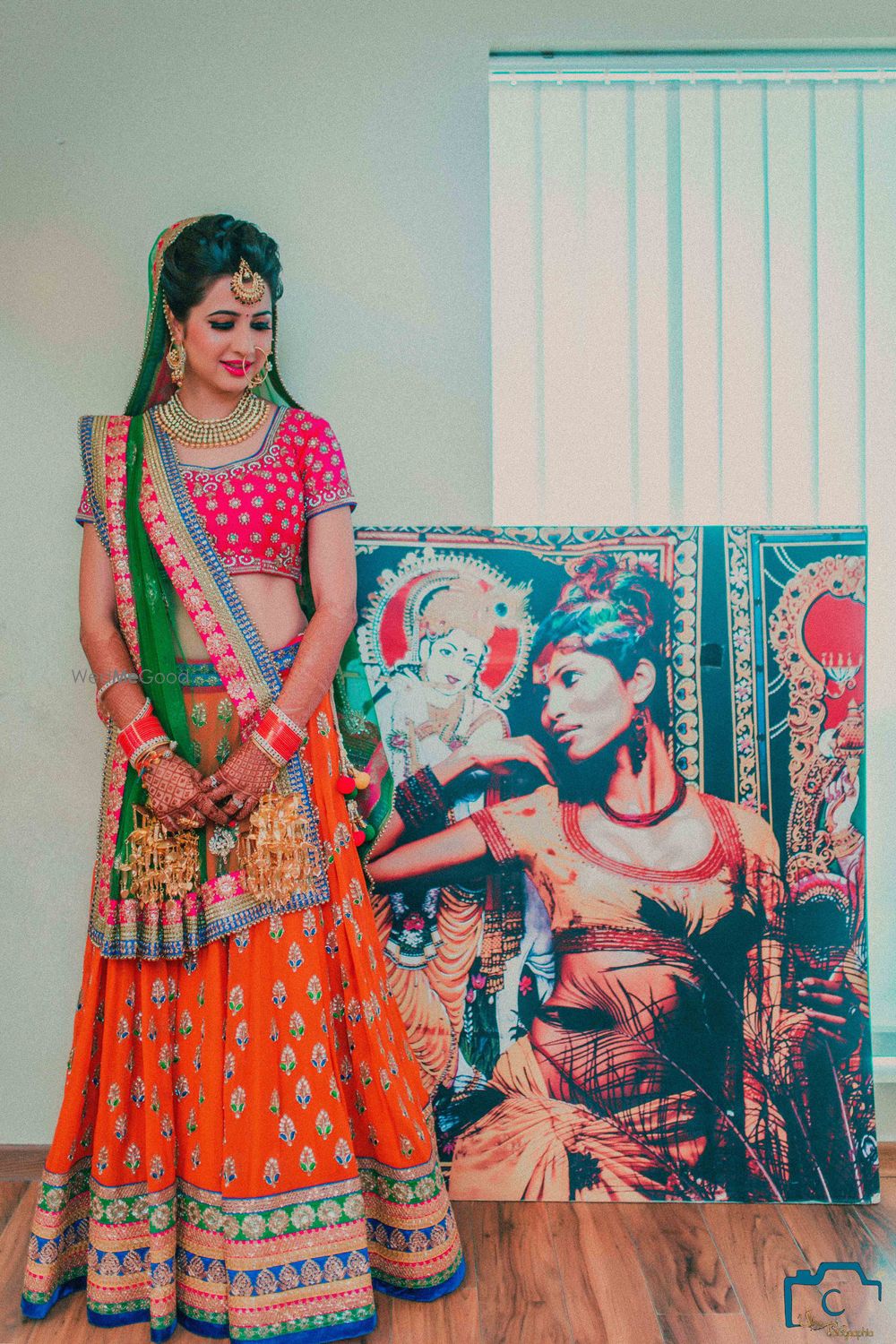 Photo of Pink and orange bridal lehenga