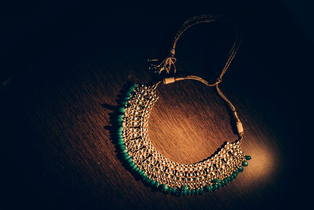 Photo of Gold Diamond Necklace with Green Beads