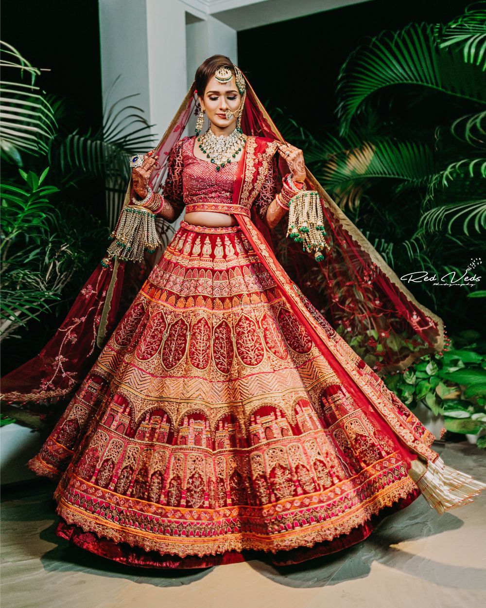 Photo of unique bridal lehenga with offbeat embroidery