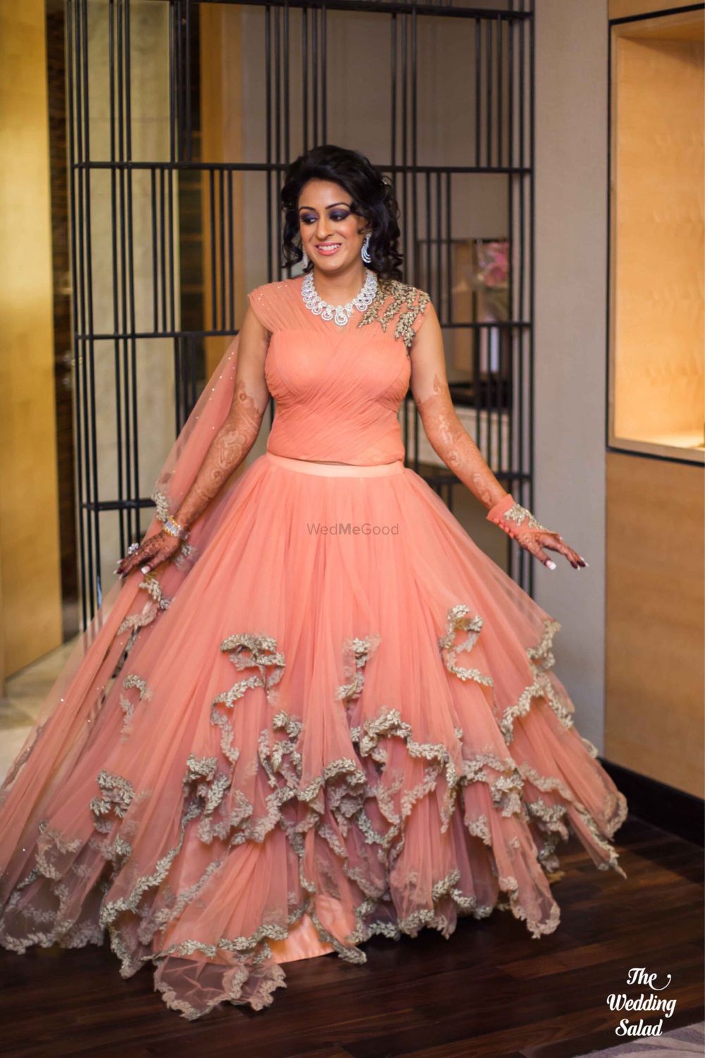 Photo of Peach ruffled gown for engagement