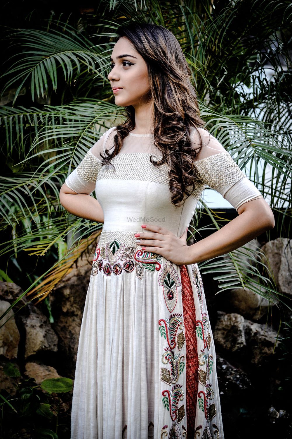 Photo of white and red anarkali
