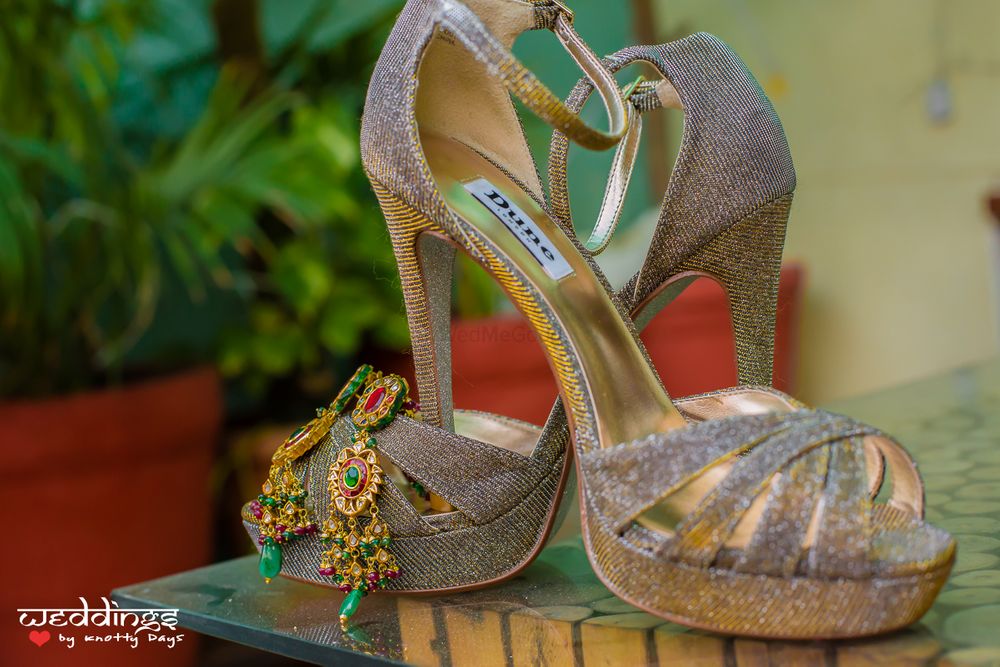 Photo of Diamond Glitter Heels and Gold Earrings