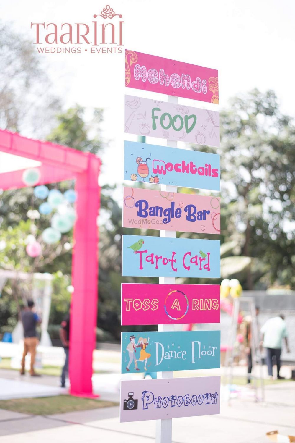 Photo of Fun and quirky signboards for mehndi function.