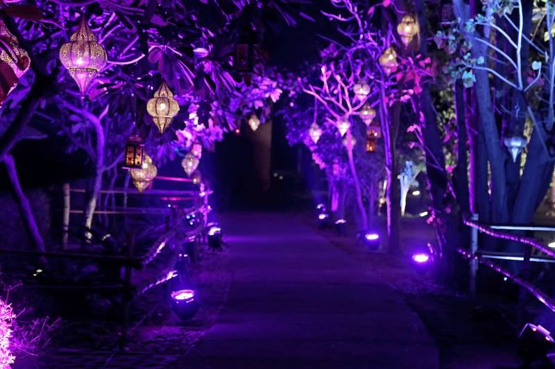 Photo of Purple Themed Entrance Decor with Lanterns