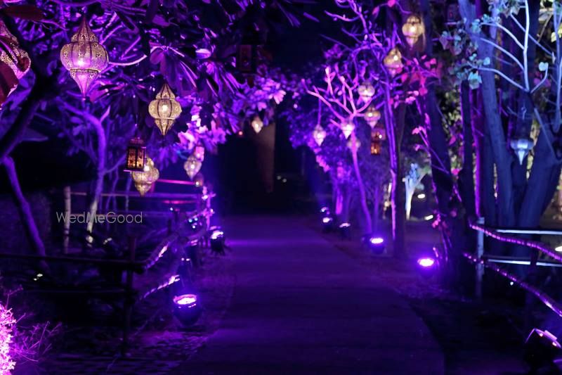 Photo of Purple Themed Entrance Decor with Lanterns