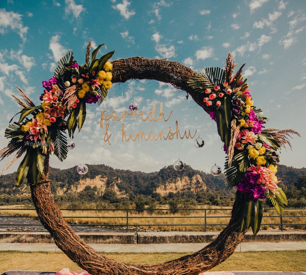 Photo of personalised decor backdrop or photobooth with the couples names