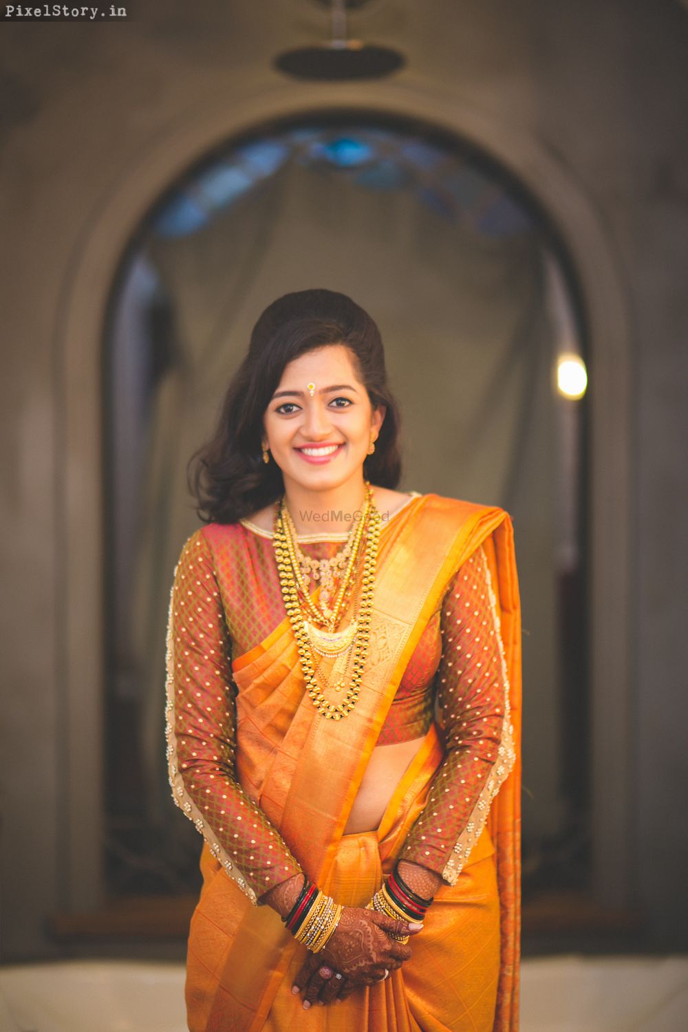 Photo of south indian yellow and mustard saree
