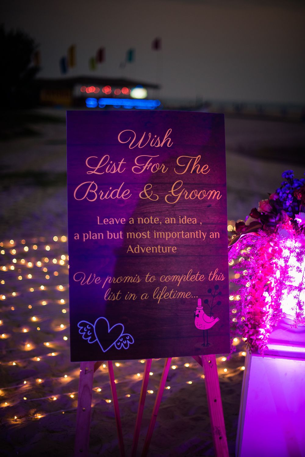 Photo of Board for guests to leave a message for the newly weds