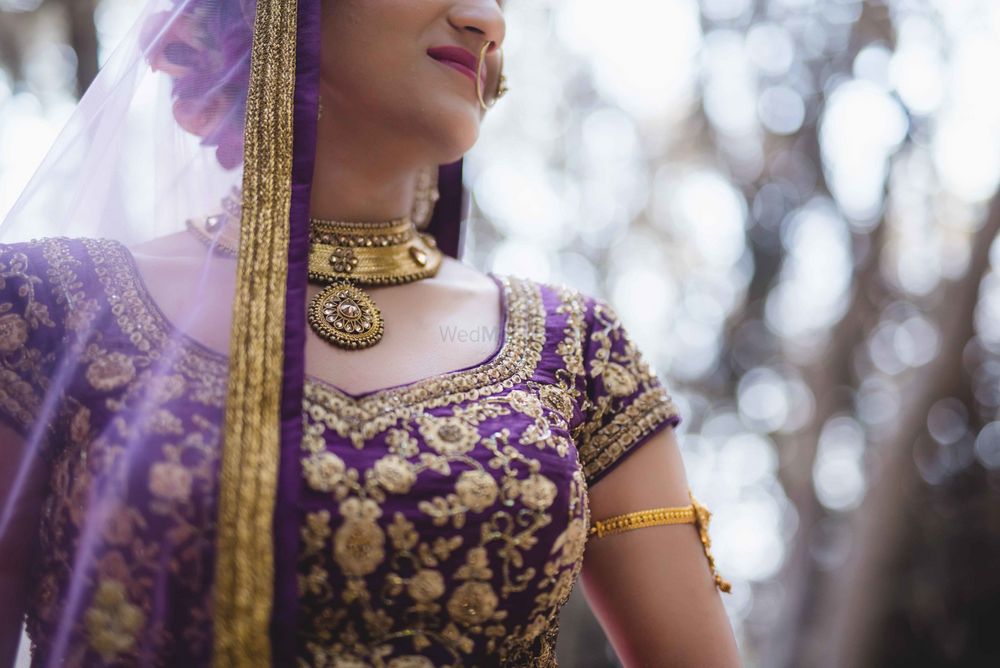 Photo of Offbeat bridal blouse in purple colour