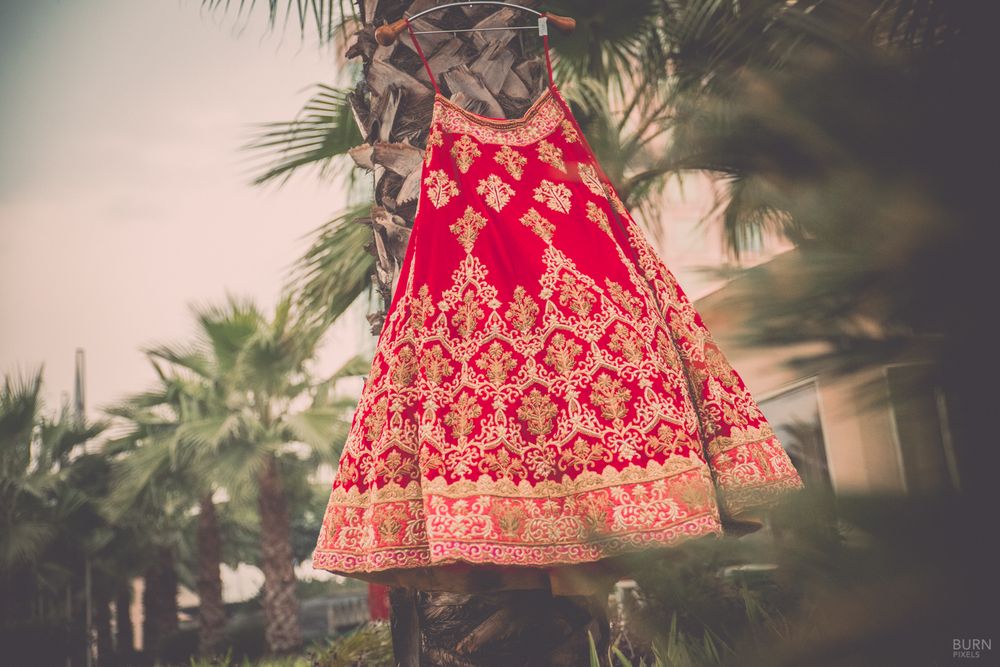 Photo of Red velvet bridal lehenga