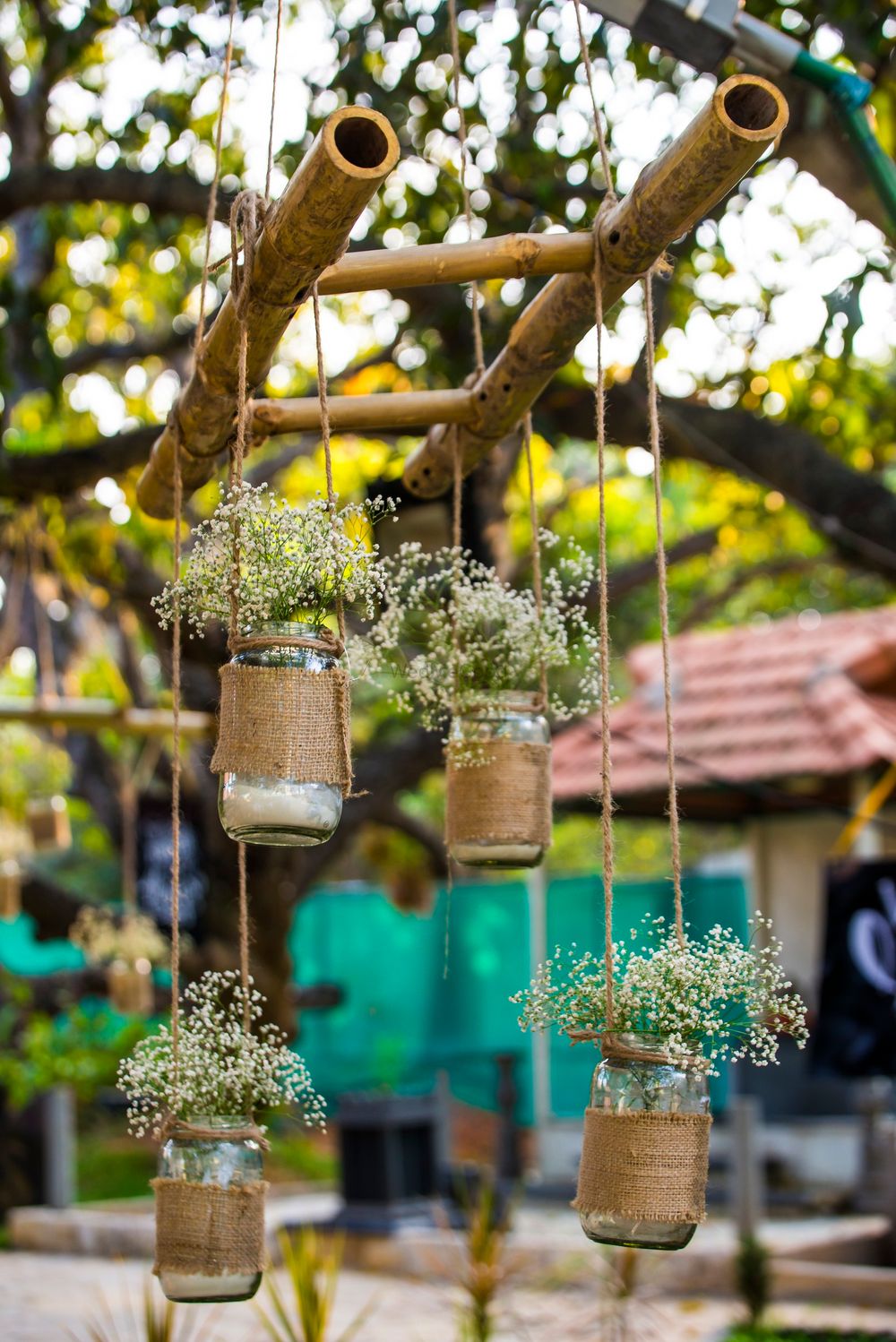 Photo of Hanging Mason Jars Decor with Flowers