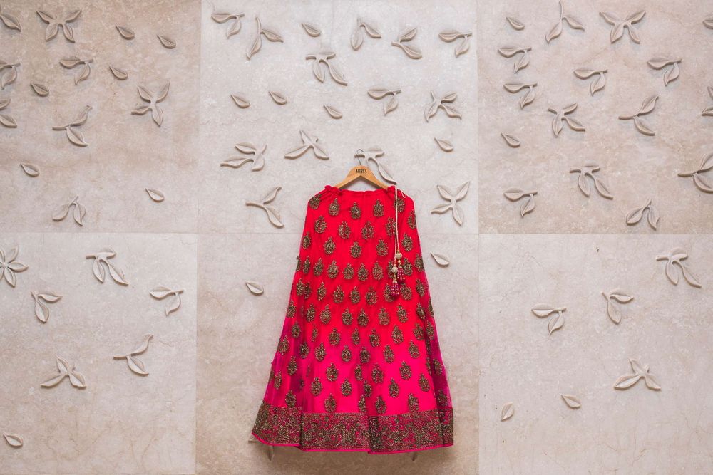 Photo of Hot Pink and Red Shaded Lehenga