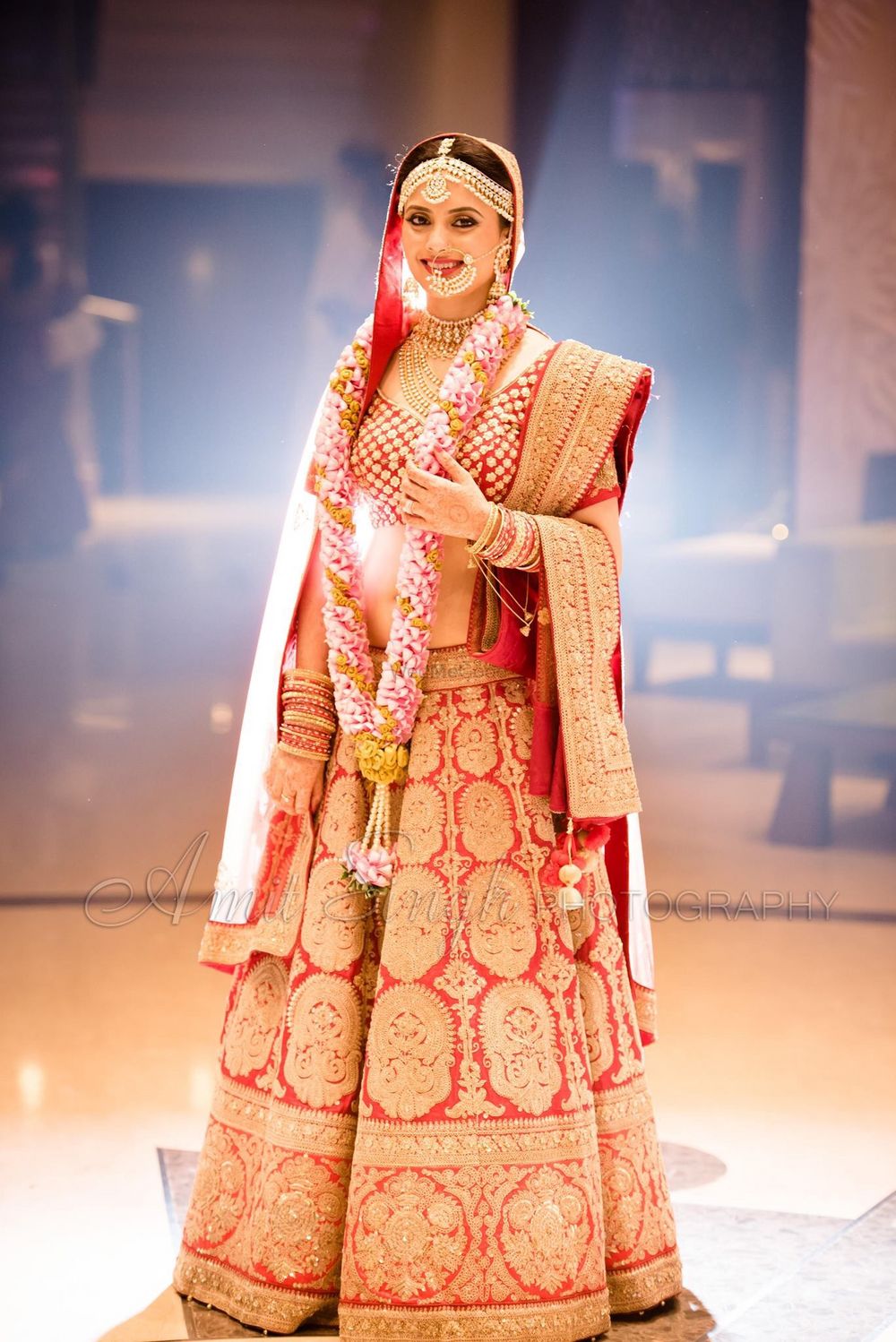 Photo of Red with Gold Work All Over Lehenga