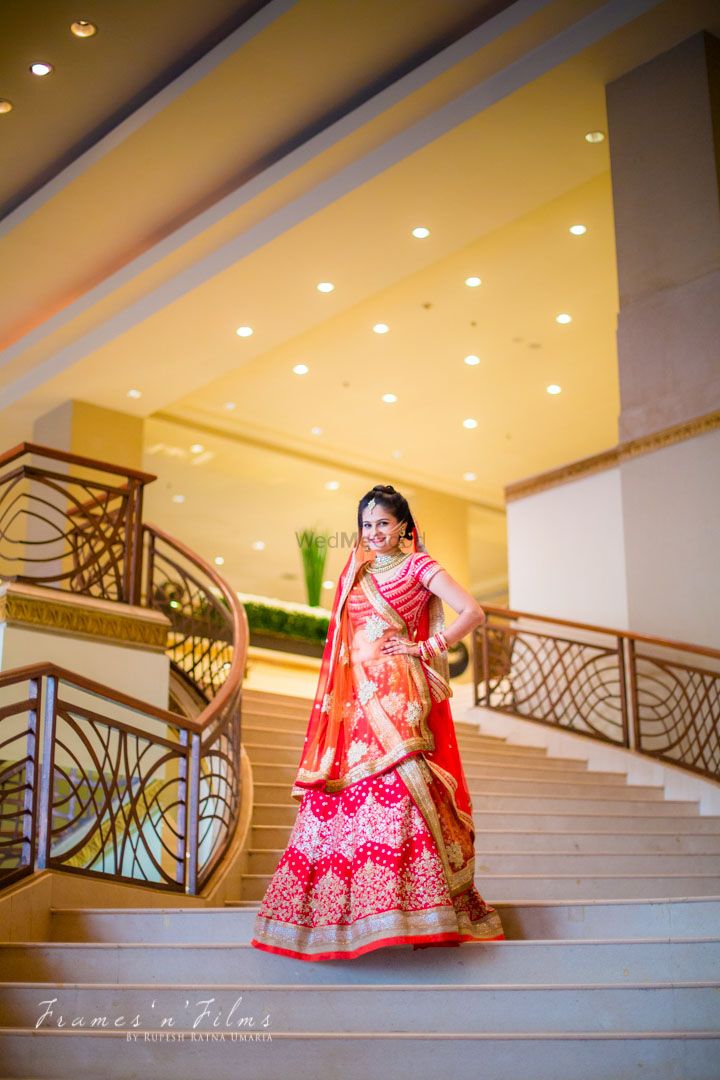 Photo of Bride in Red Lehenga and Double Dupatta