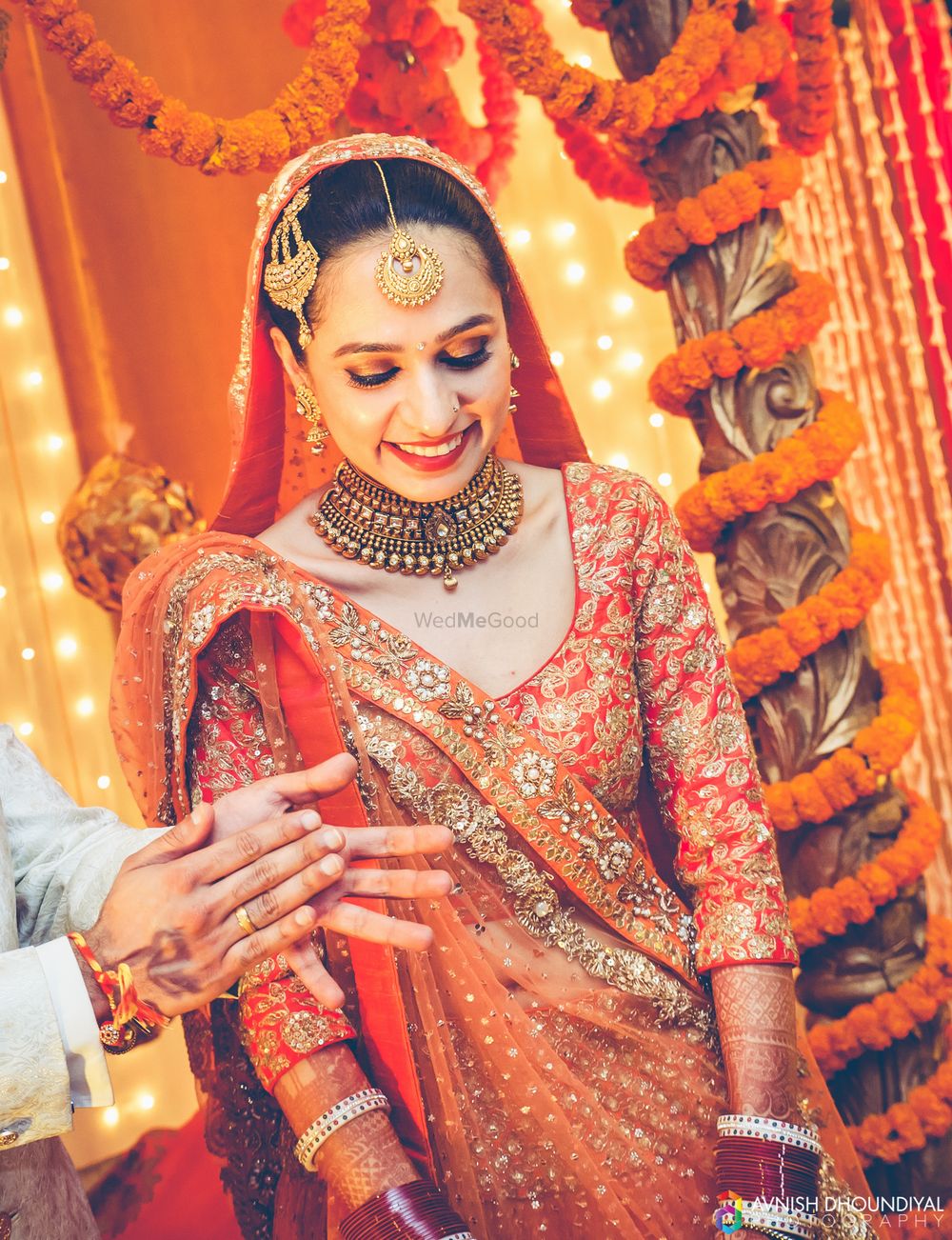 Photo of Orange Blouse with Gold Zardosi Work