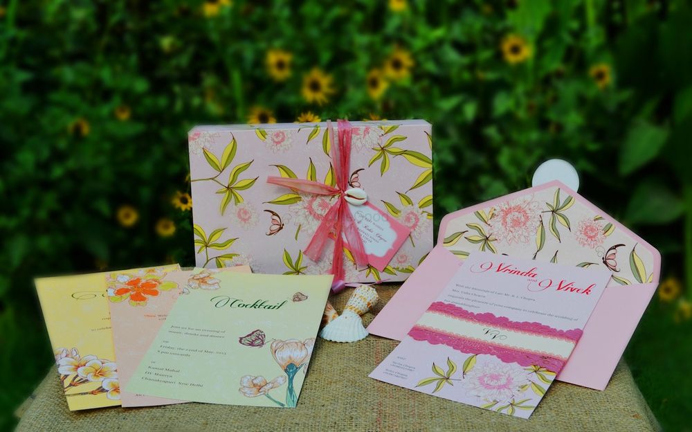 Photo of invitation cards floral print cards