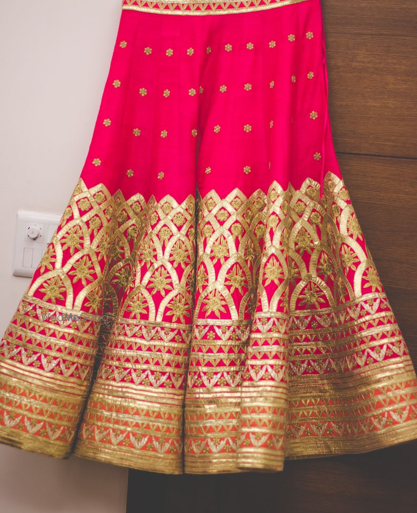 Photo of Monika and Nidhi georgette lehenga with gota work