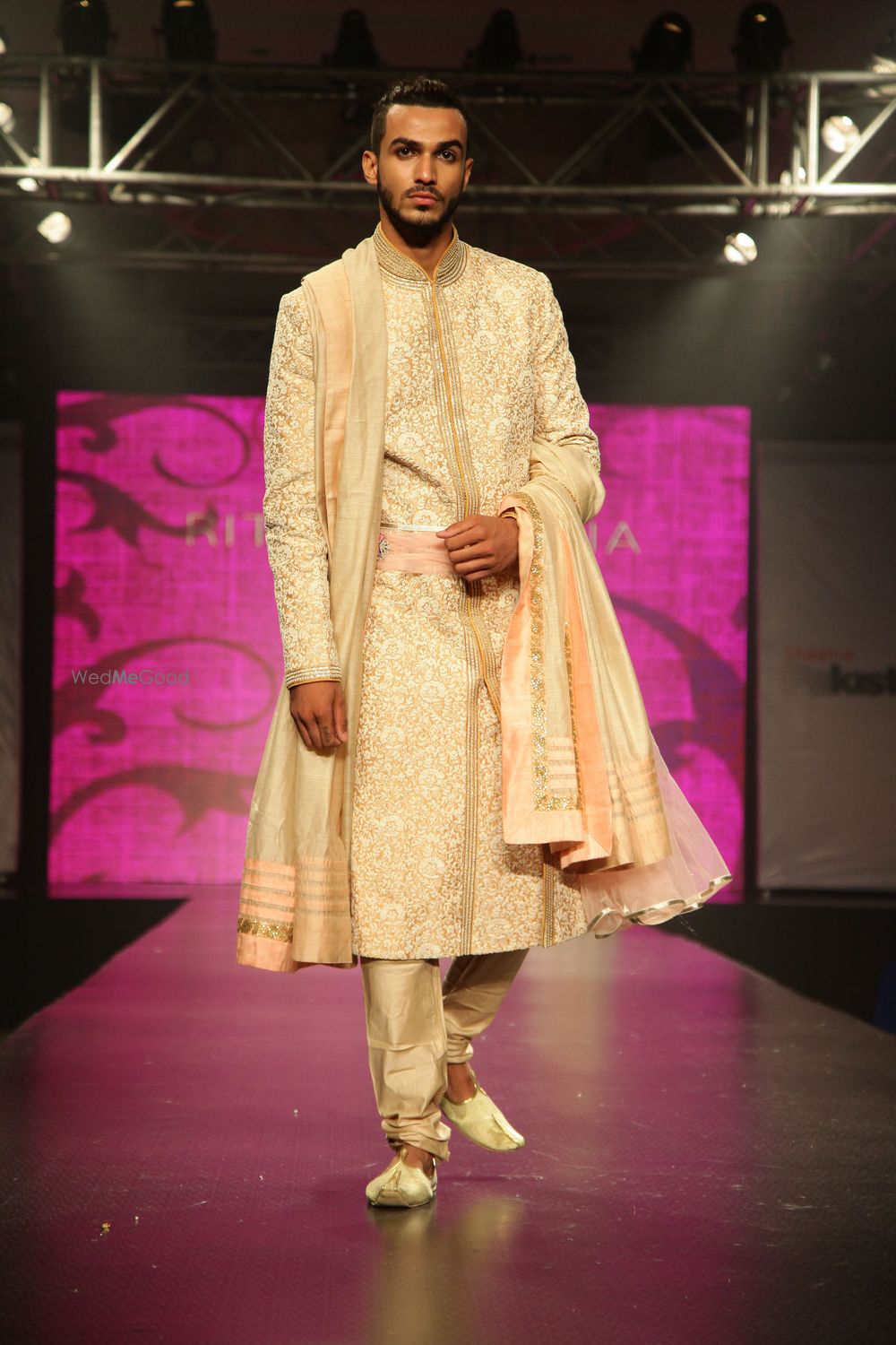 Photo of Dull Cream Sherwani with Dupatta