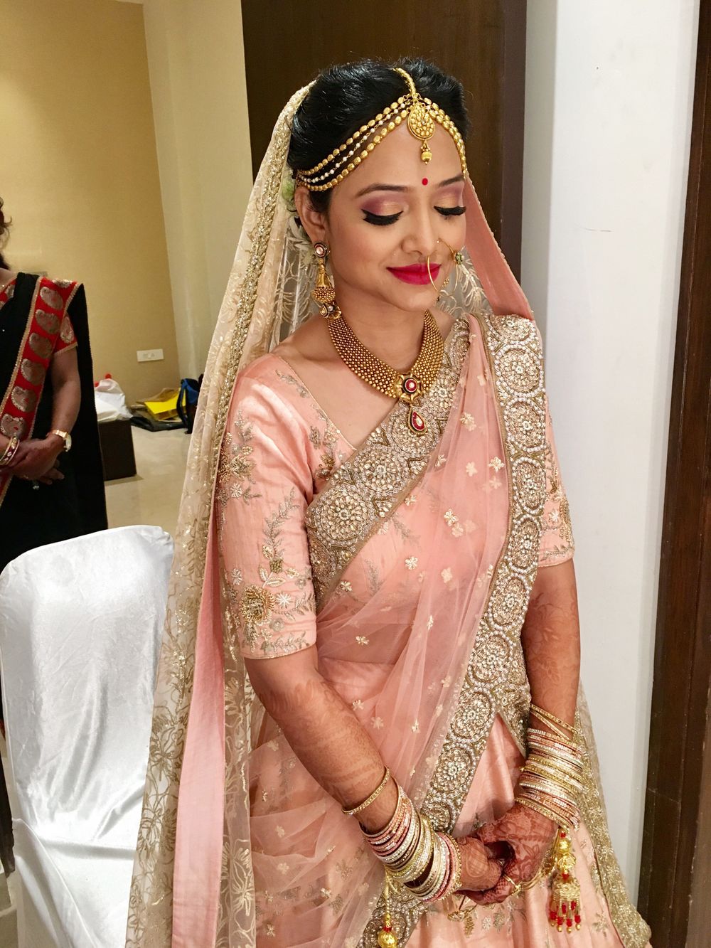 Photo of blush pink bridal saree
