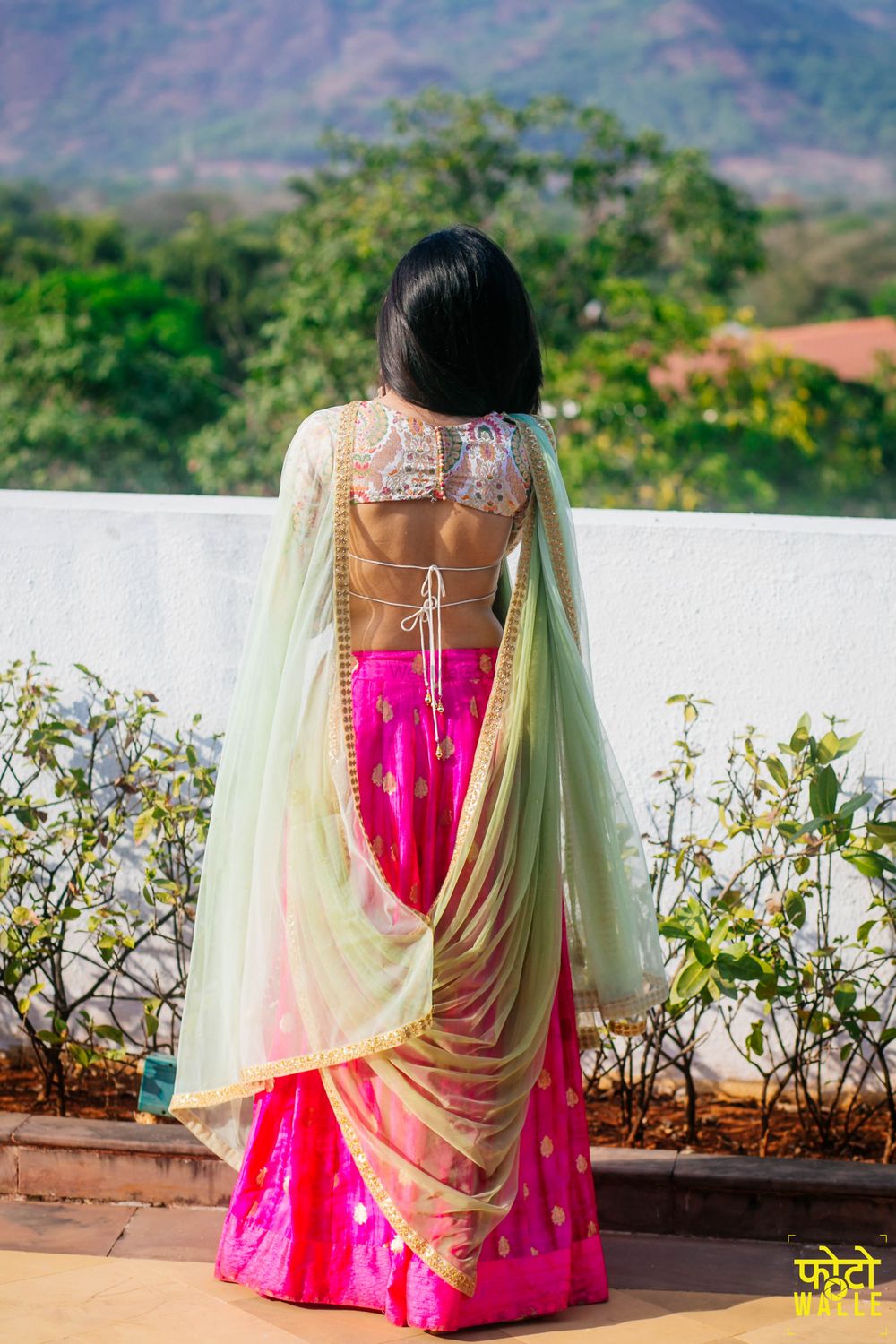 Photo of Floral Blouse and Hot Pink Lehenga