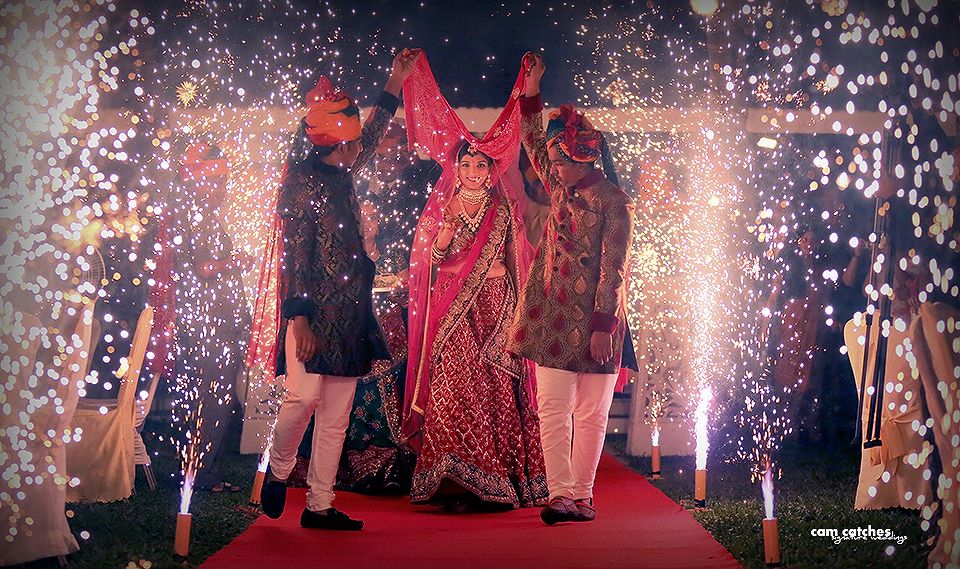Photo of Fireworks During Bridal Entry Under Phoolon ki Chadar