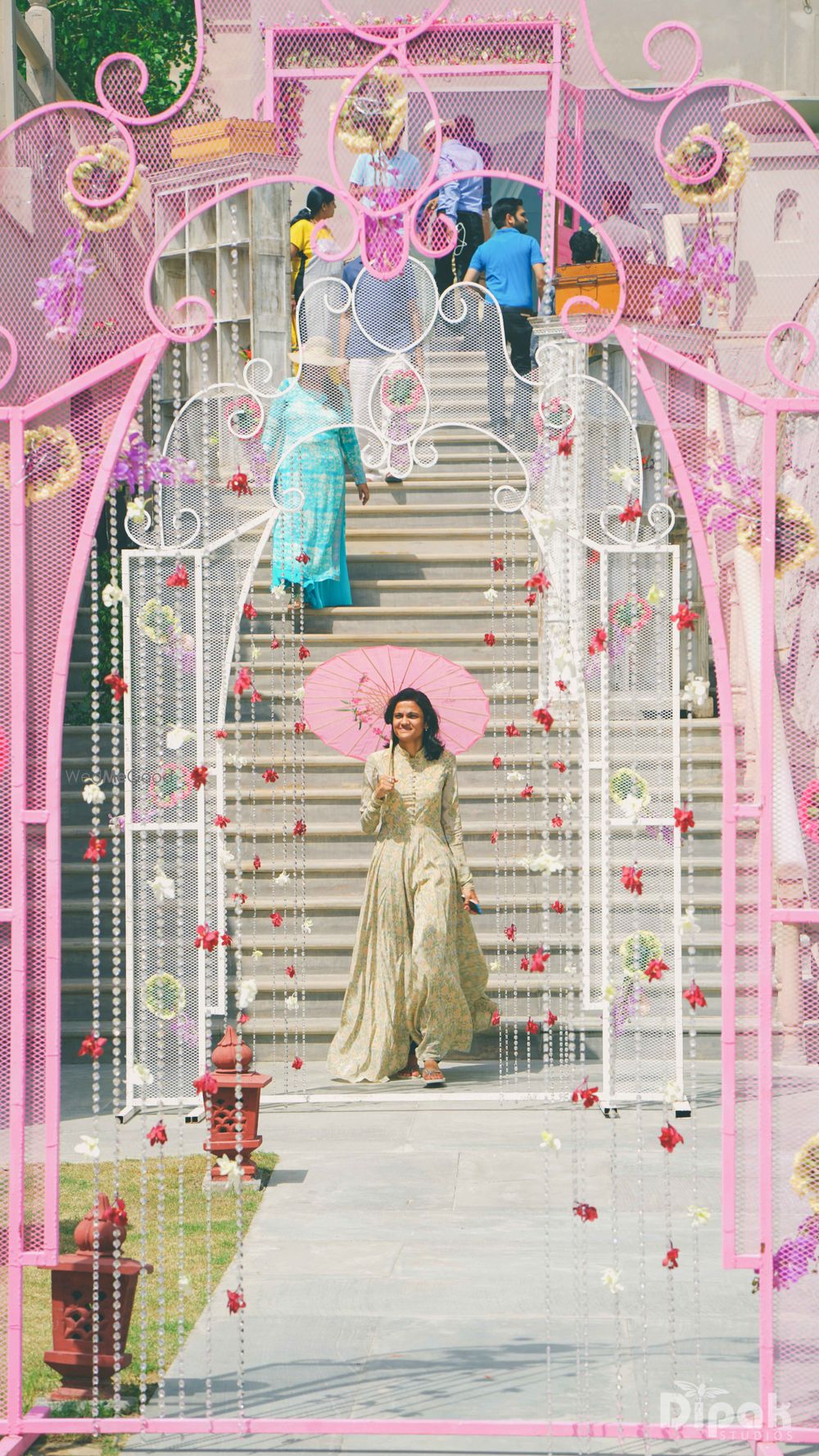 Photo of Pretty Pink and White Entrance Decor with Frame