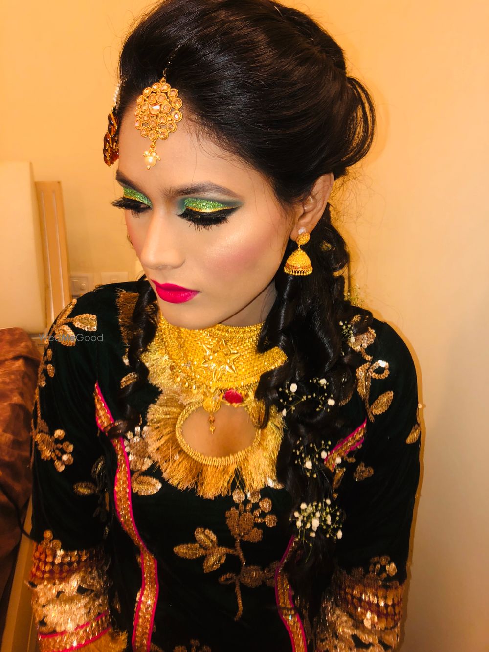 Photo From green mehendi look with gold liner  - By Get Sparkled by Aenaz Khan 