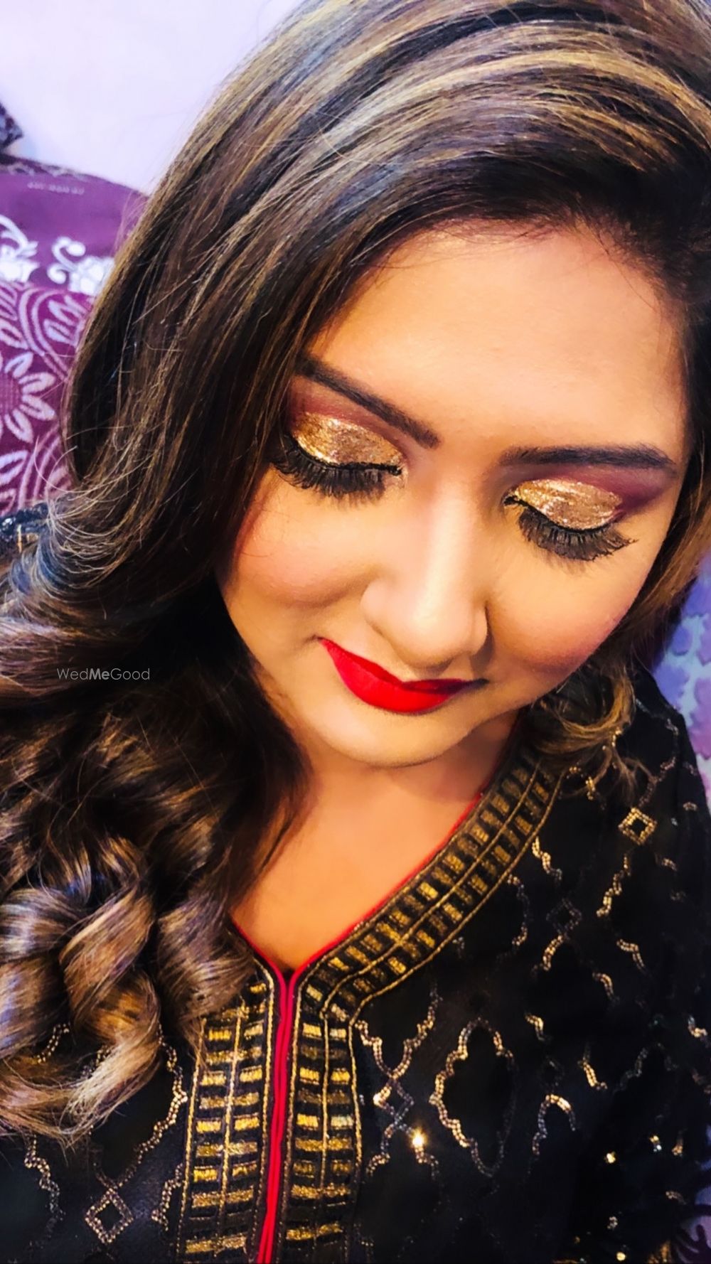 Photo From holographic gold glitter with pop of maroon  - By Get Sparkled by Aenaz Khan 