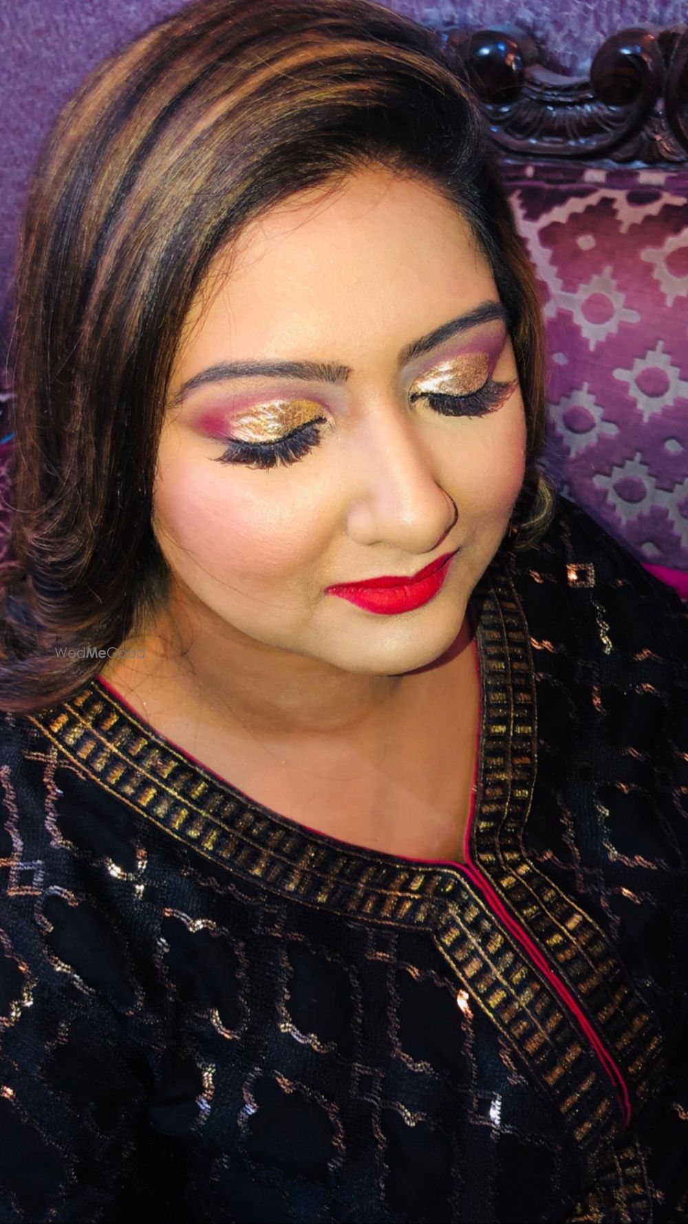 Photo From holographic gold glitter with pop of maroon  - By Get Sparkled by Aenaz Khan 