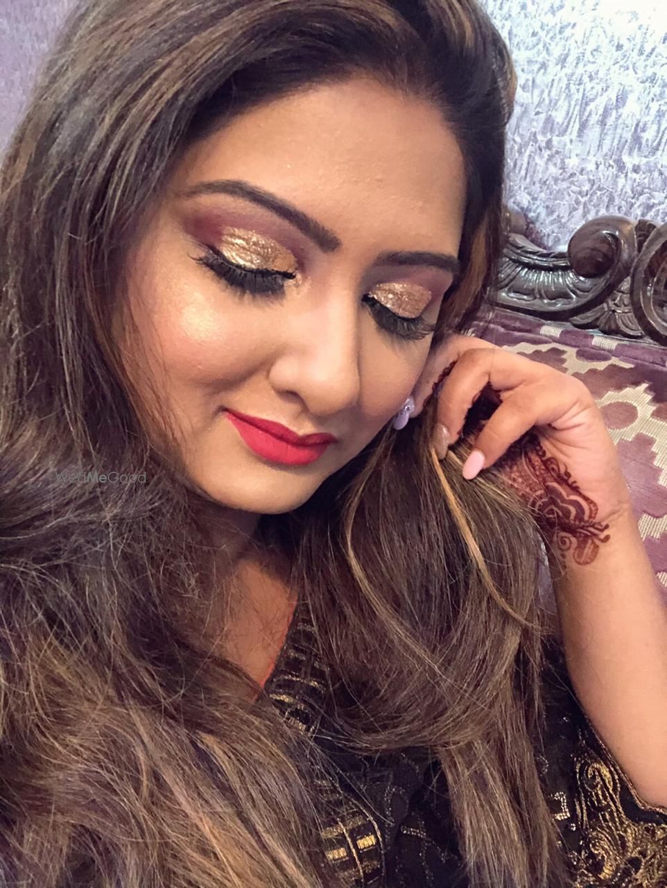 Photo From holographic gold glitter with pop of maroon  - By Get Sparkled by Aenaz Khan 