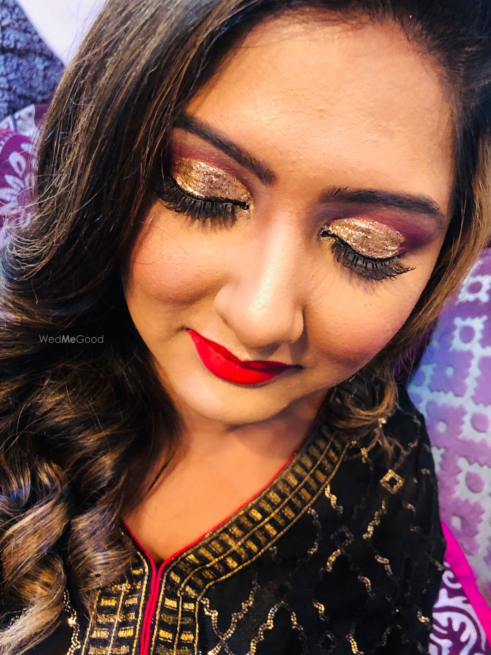 Photo From holographic gold glitter with pop of maroon  - By Get Sparkled by Aenaz Khan 