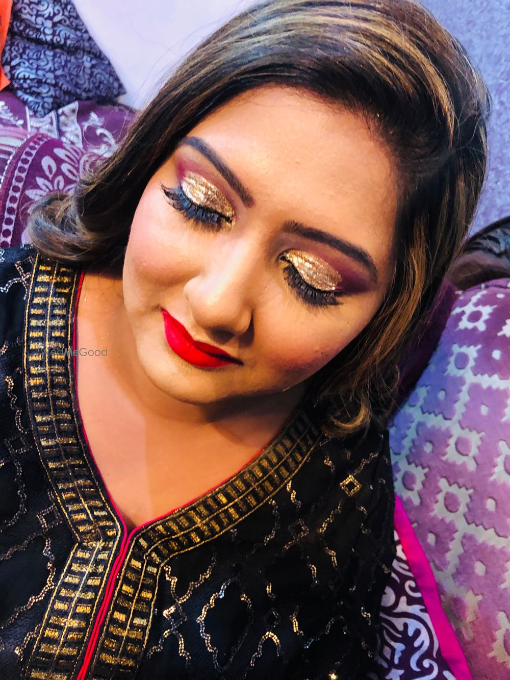 Photo From holographic gold glitter with pop of maroon  - By Get Sparkled by Aenaz Khan 