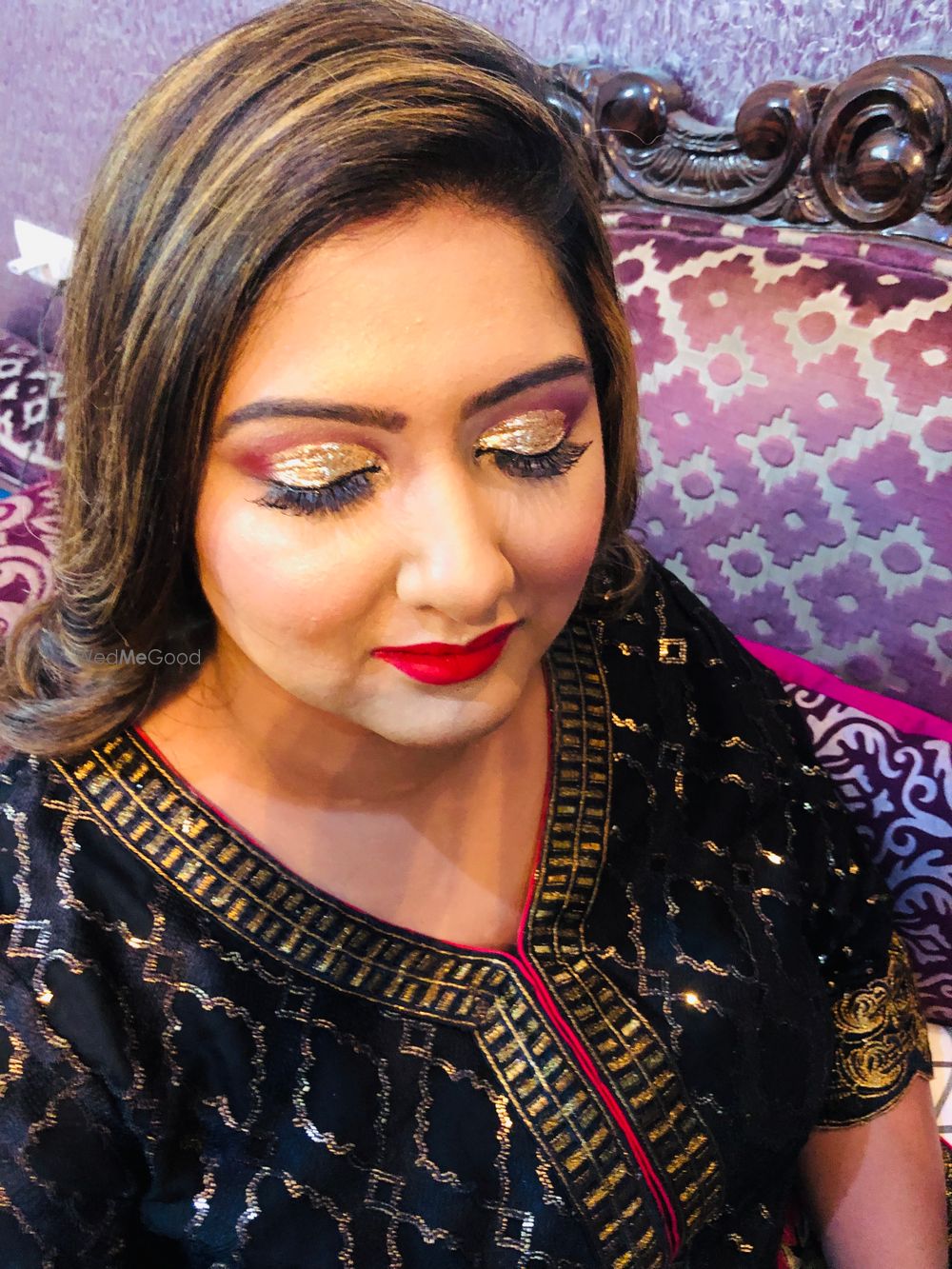 Photo From holographic gold glitter with pop of maroon  - By Get Sparkled by Aenaz Khan 